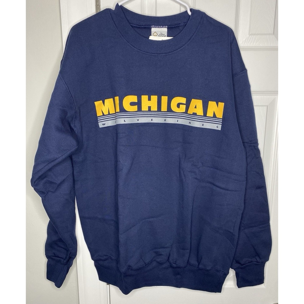 The Cotton Exchange Men's Michigan Wolverines Hooded Sweatshirt Navy Size‎ L New